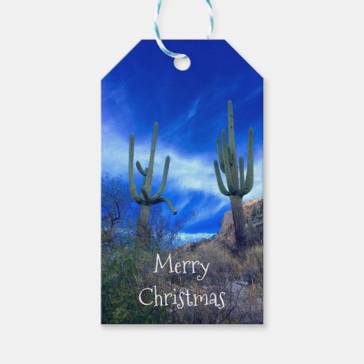 Kerstcactus Arizona Desert Southwest Cadeaulabel (Voorkant)