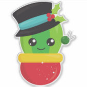 Kerstcactus, Cute Cactus, Pet, Mistletoe Sticker (Voorkant)