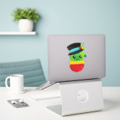 Kerstcactus, Cute Cactus, Pet, Mistletoe Sticker (Laptop op bureau)