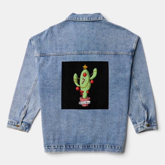 kerstcactus denim jacket (Achterkant)