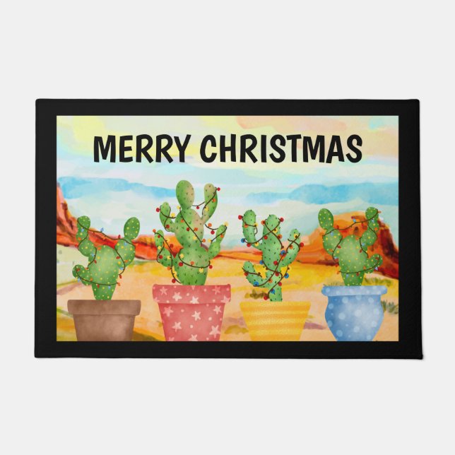 kerstcactus deurmat (Voorkant)