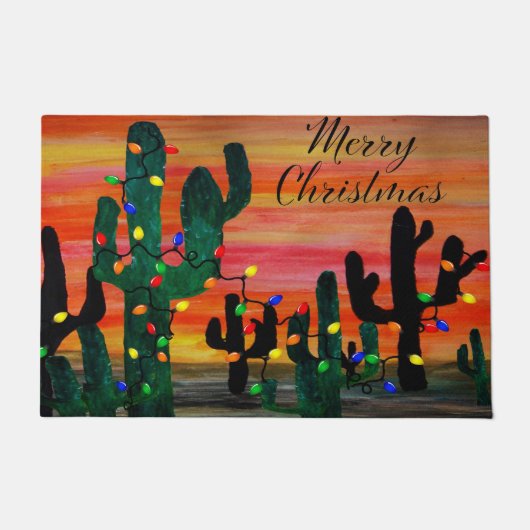 Kerstcactus deurmat tapijt woestijn home decor. (Voorkant)