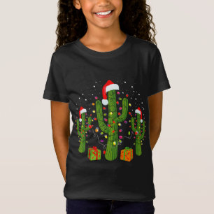 Kerstcactus Dragen Santa hoeden en lichten T-shirt