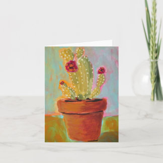 Kerstcactus in een Clay Pot Blank Wenskaart Feestdagen Kaart