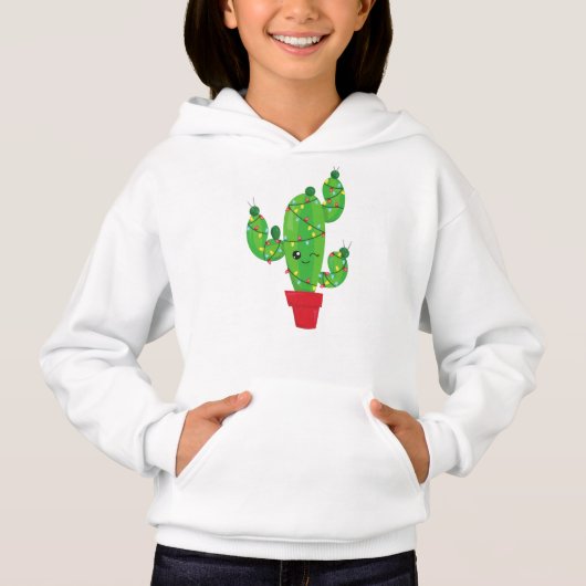 Kerstcactus, kerstlampjes, cute cactus (Voorkant)