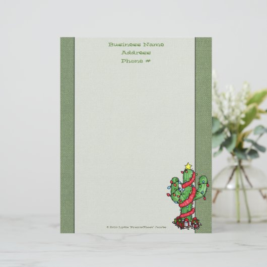 Kerstcactus Letterhead Custom Briefhoofd (Staand voorkant)