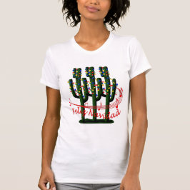 kerstcactus Tree Feliz Navidad Dames T-shirt