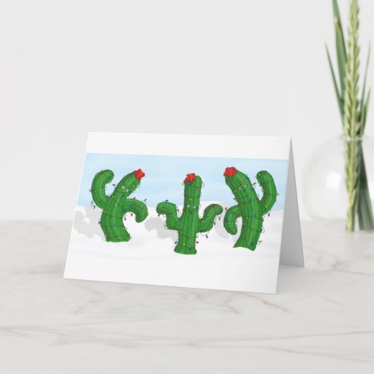 Kerstcactus vakantie Groet Kaart (Voorkant)