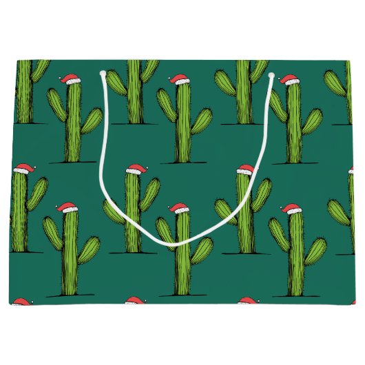 Kerstcactus Verpakkingspapier Groot  Groot Cadeauzakje (Voorkant)