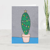 kerstcactus, versierd, gepersonaliseerd kaart (Voorkant)