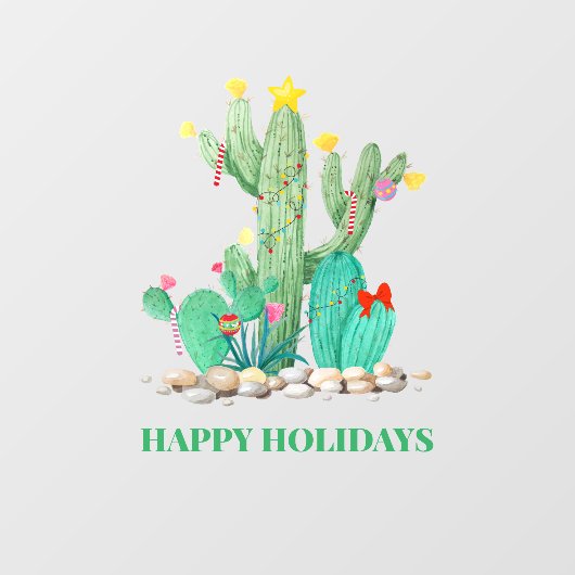 Kerstcactus Zuidwestelijke Woestijn Vakantie Raamsticker (Vel)