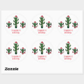 Kerstcactussen Ronde Sticker (Vel)