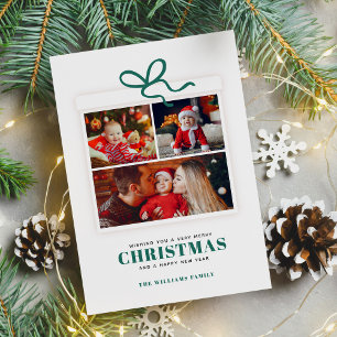 Kerstcadeau 3 fotocollage op maat feestdagenkaart