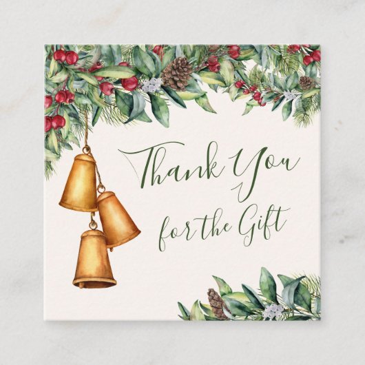 kerstcadeau Bedankt Vierkante Visitekaartje (Voorkant)