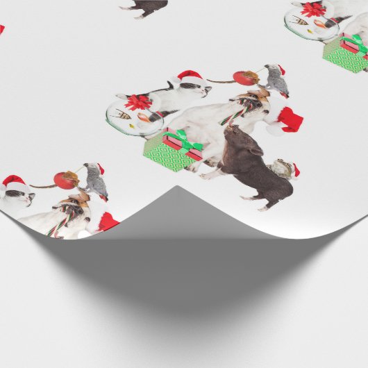 KERSTCADEAU DIEREN IN Santa Wrapping Papier (Hoek)