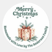 Kerstcadeau doos zelfgemaakt ronde sticker (Voorkant)
