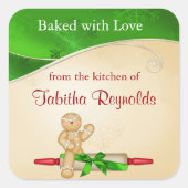 Kerstcadeau-etiket Gingerman Vierkante Sticker (Voorkant)