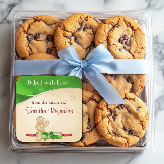 Kerstcadeau-etiket Gingerman Vierkante Sticker