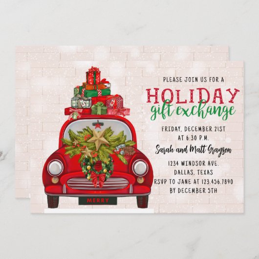 Kerstcadeau Exchange-feestdag Kaart (Voorkant / Achterkant)