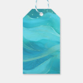 Kerstcadeau Foto Label Blue Waves Cadeaulabel (Achterkant)