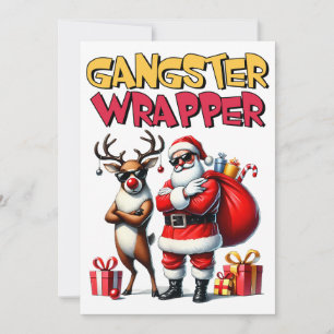 Kerstcadeau Gangster Ingepakt Feestdagenkaart