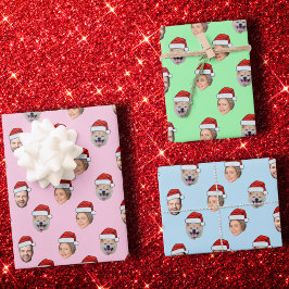 Kerstcadeau Gepersonaliseerde Santa Hat Face 3 Fot Inpakpapier Vel