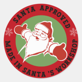 Kerstcadeau goedgekeurd door de Kerstman Rood Ronde Sticker
