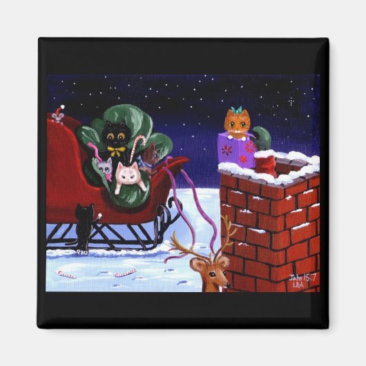 Kerstcadeau Grappig Leuke Kat Kunst Creationarts Magneet (Voorkant)
