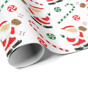 Kerstcadeau honkbal cadeaupapier