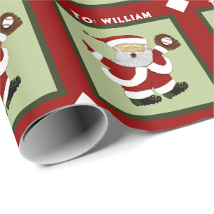 Kerstcadeau honkbal cadeaupapier