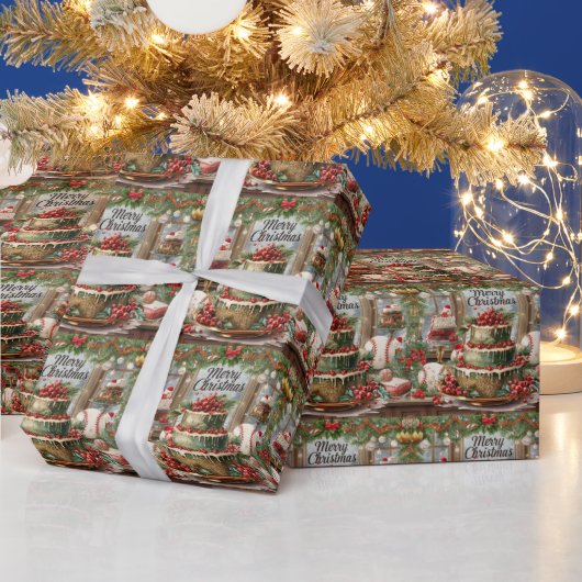 Kerstcadeau honkbal cadeaupapier (Feestdagen)