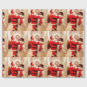 Kerstcadeau inpakpapier met vintage Sint Nicolaas (Vlak)