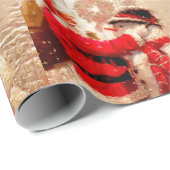 Kerstcadeau inpakpapier met vintage Sint Nicolaas (Rol Hoek)