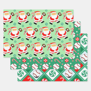 Kerstcadeau Inpakpapier voor honkbal Vel