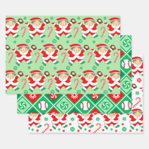 Kerstcadeau Inpakpapier voor honkbal Vel