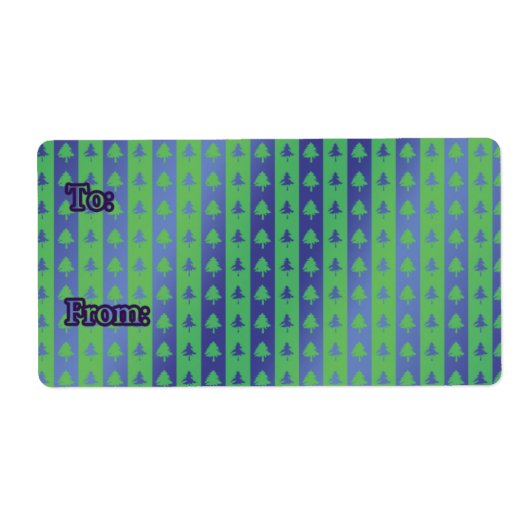 kerstcadeau Label Etiket groen/blauw boomontwerp (Voorkant)