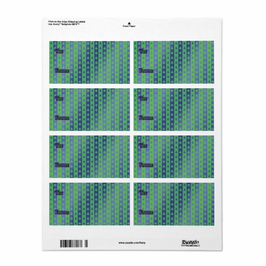 kerstcadeau Label Etiket groen/blauw boomontwerp (Full Sheet)