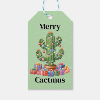 Kerstcadeau Label - Merry Cactmus Cadeaulabel