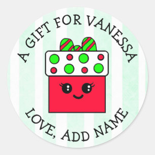 Kerstcadeau-Label, op maat van en van Ronde Sticker