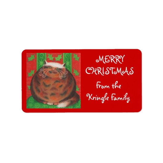 kerstcadeau label rood (Voorkant)