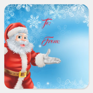 Kerstcadeau Label Sticker-Santa