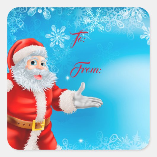 Kerstcadeau Label Sticker-Santa (Voorkant)