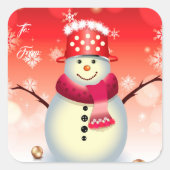 Kerstcadeau Label Sticker-Snowman (Voorkant)