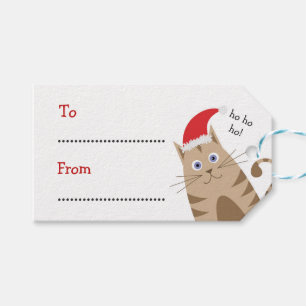 Kerstcadeau labels naam sint kat ho ho ho cadeaulabel