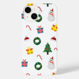 Kerstcadeau – Leuke Kerstpatroon met Sneeuwman Case-Mate iPhone 14 Hoesje