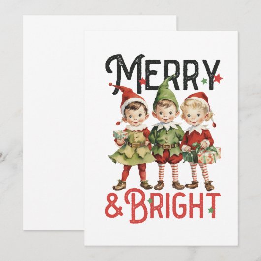 Kerstcadeau Merry and Bright Kaart (Voorkant / Achterkant)