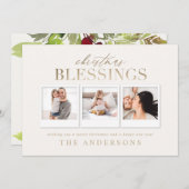 kerstcadeau met gouden waterverf feestdagenkaart (Voorkant / Achterkant)