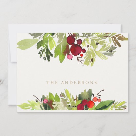 kerstcadeau met gouden waterverf feestdagenkaart (Achterkant)