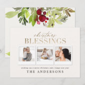 kerstcadeau met gouden waterverf feestdagenkaart (Voorkant / Achterkant)