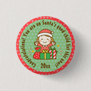 kerstcadeau met Kinder cadeau van kerstcadeau Ronde Button 3,2 Cm